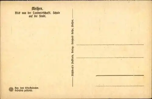 Steindruck Ak Meißen, Gesamtansicht, Landwirtschaftliche Schule