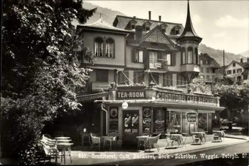 Foto Ak Weggis Kanton Luzern, Conditorei, Cafe, Bäckerei, Inh. Böck-Schriber