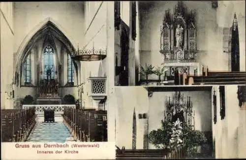 Ak Dernbach im Westerwald, Kirche, Innenansichten