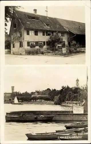 Foto Ak Langenargen am Bodensee, Wohnhaus, Boote am Seeufer