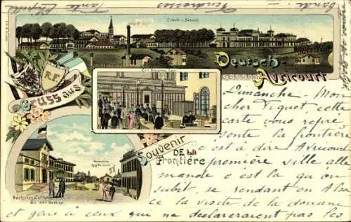 Litho Avricourt Allemand Deutsch Avricourt Meurthe et Moselle, Zollhaus an der Grenze, Bahnhof