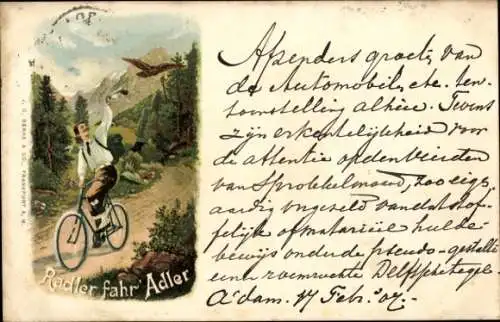 Litho Radler fahr Adler, Radfahrer, Fahrrad