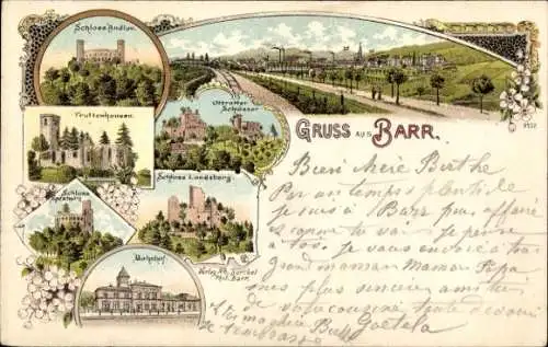 Litho Andlau Bas Rhin, Schloss Andlau, Truttenhausen, Schloss Spesburg, Bahnhof, Landsberg