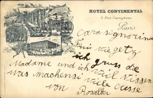 Litho Paris I., Hotel Continental, 3 Rue Castiglione