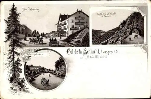 Litho Col de la Schlucht Vosges, Chalet Hartmann, Hotel