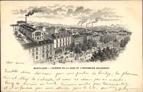 Litho Montluçon Allier, Avenue de la Gare, Imprimerie Maugenest