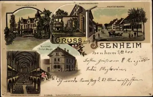 Litho Issenheim Isenheim Elsass Haut Rhin, Hauptstraße, Kloster, Wirtschaft Andre Meyer