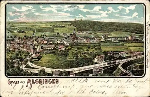 Litho Algrange Algringen Lothringen Moselle, Gesamtansicht