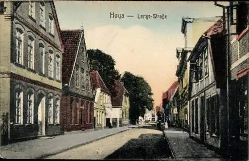 Ak Hoya an der Weser, Lange Straße, Geschäfte