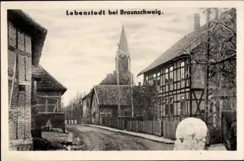 Ak Lebenstedt Salzgitter in Niedersachsen, Straßenpartie, Kirche