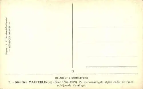 Ak Schriftsteller und Dramatiker Maurice Maeterlinck, Porträt