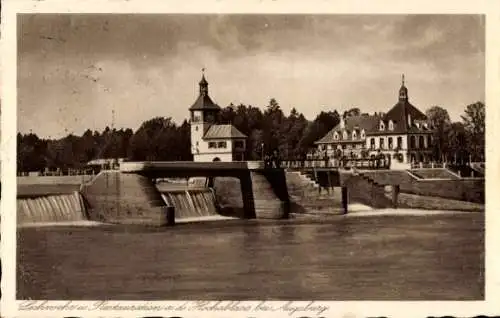 Ak Augsburg in Schwaben, Lechwehr, Restaurant Hochablass