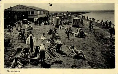 Ak Nordseebad Tossens Butjadingen, Teilansicht, Strand