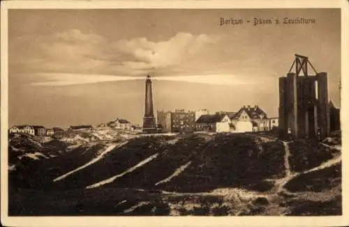 Ak Nordseebad Borkum in Ostfriesland, Leuchtturm, Dünen