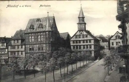 Ak Allendorf an der Werra Hessen, Marktplatz, Ratskeller, Fachwerkhäuser