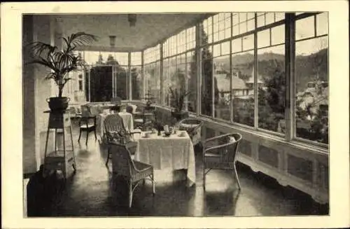 Ak Baden Baden am Schwarzwald, Sanatorium Quisisana, Terrasse vor dem Speisesaal