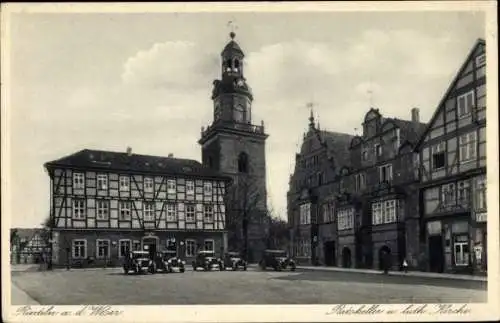 Ak Rinteln an der Weser, Ratskeller und lutherische Kirche