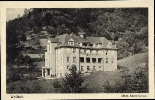 Ak Wolfach im Schwarzwald, städtisches Krankenhaus