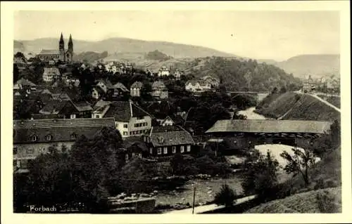 Ak Forbach im Murgtal Baden Württemberg, Totalansicht, Kirchturm, Brücke