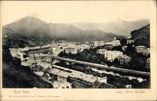 Ak Bad Ems an der Lahn, Gesamtansicht, obere Aussicht