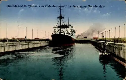 Ak IJmuiden Ymuiden Velsen Nordholland, MS Johan van Oldenbarnevelt, Noordersluis