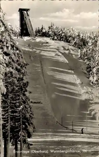 Ak Braunlage im Oberharz, Wurmbergschanze, Winteransicht