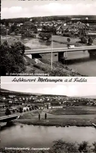 Ak Melsungen in Hessen, St. Georgsbrücke, Lindenberg, Stadtrandsiedlung Georgenfeld