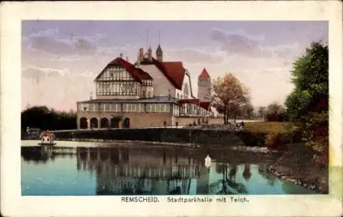 Ak Remscheid im Bergischen Land, Stadtparkhalle, Teich