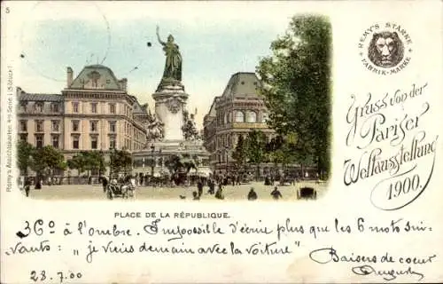 Litho Paris, Weltausstellung 1900, Place de la République