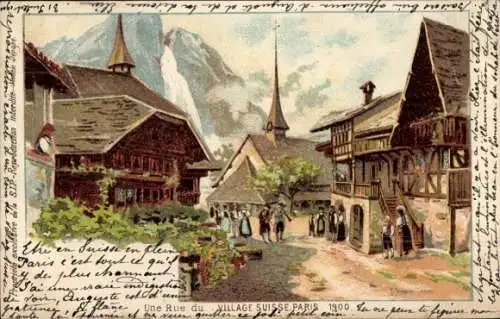 Litho Paris, Weltausstellung 1900, Schweizerdorf