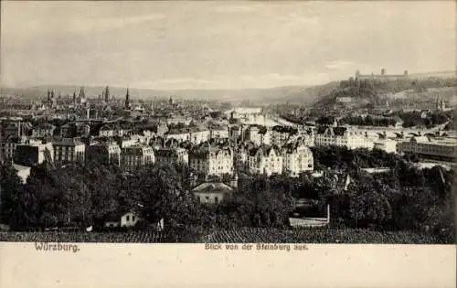 Ak Würzburg am Main Unterfranken, Blick von der Steinburg