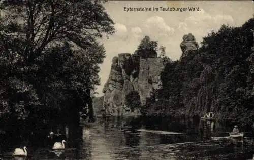 Ak Horn Bad Meinberg im Teutoburger Wald Westfalen, Externsteine, Schwäne