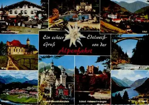 Material Ak Edelweiß, Oberammergau, Schloss Neuschwanstein, Schloss Hohenschwangau