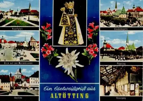 Material Ak Altötting in Oberbayern, Pilgerzug, Kreuzgang, Basilika, Kapellplatz