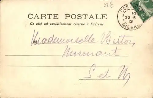 Ak In Nivernais wird Karren von Ochsen gezogen