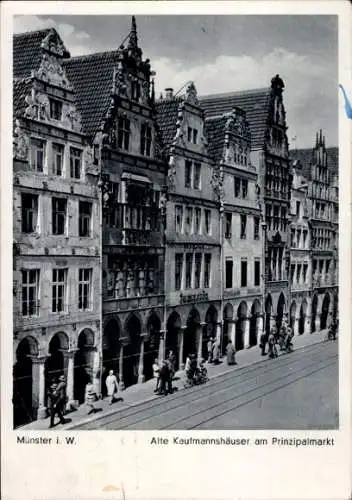 Ak Münster Westfalen, Alte Kaufmannshäuser am Prinzipalmarkt