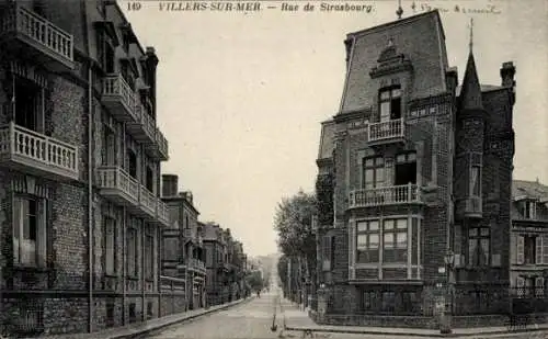 Ak Villers sur Mer Calvados, Rue de Strasbourg