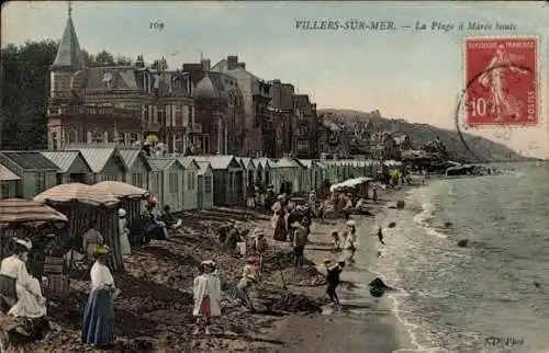 Ak Villers sur Mer Calvados, Plage a Maree haute