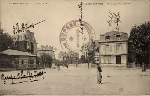 Ak Villers sur Mer Calvados, Place du Rond-Point