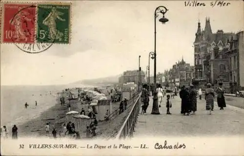 Ak Villers sur Mer Calvados, Digue, Plage