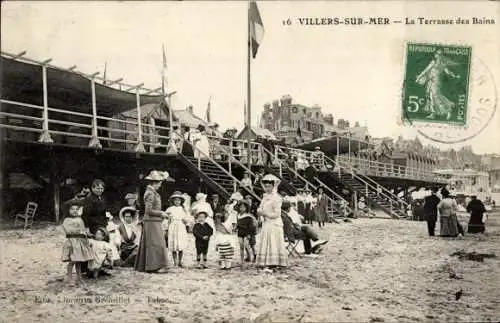 Ak Villers sur Mer Calvados, Terrasse des Bains