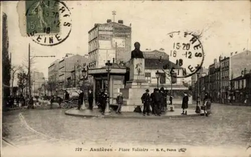 Ak Asnières-sur-Seine Hauts-de-Seine, Place Voltaire, Restaurant Mauprat