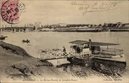 Ak Asnières-sur-Seine Hauts-de-Seine, Bateau Passeur de Levallois Perret