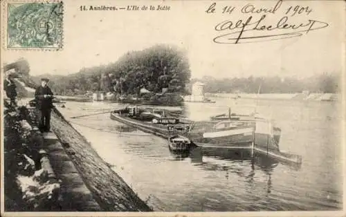 Ak Asnières-sur-Seine Hauts-de-Seine, Ile de la Jatte