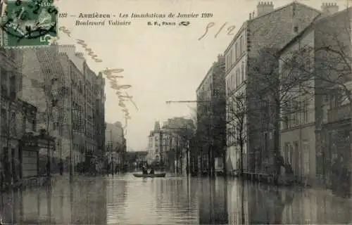 Ak Asnières-sur-Seine Hauts-de-Seine, Hochwasser Januar 1910, Boulevard Voltaire