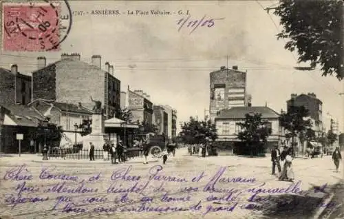 Ak Asnières-sur-Seine Hauts-de-Seine, Place Voltaire