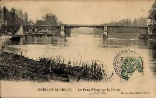 Ak Chelles Seine et Marne, Gournay, Le Pont Peage sur la Marne