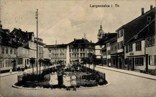 Ak Bad Langensalza in Thüringen, Lange Straße mit Hotel zum Schwan