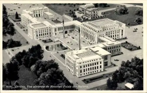 Ak Genf Genf Schweiz, Neues Palais des Nations, Luftaufnahme