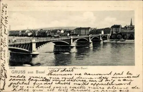 Ak Basel Stadt Schweiz, Johanniterbrücke, Klein-Basel